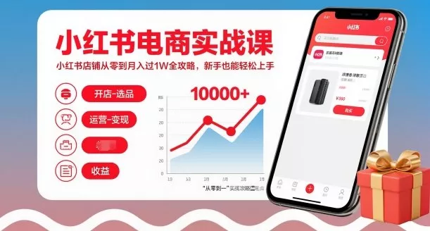 小红书电商实战课，小红书店铺从零到月入过1W全攻略，新手也能轻松上手 - 项目资源网