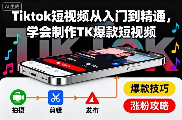 Tiktok短视频从入门到精通，学会制作TK爆款短视频 - 项目资源网