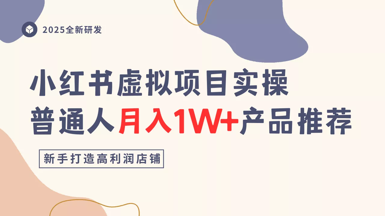 小红书虚拟项目实操指南，普通人月入1W+产品推荐，直接抄 - 项目资源网