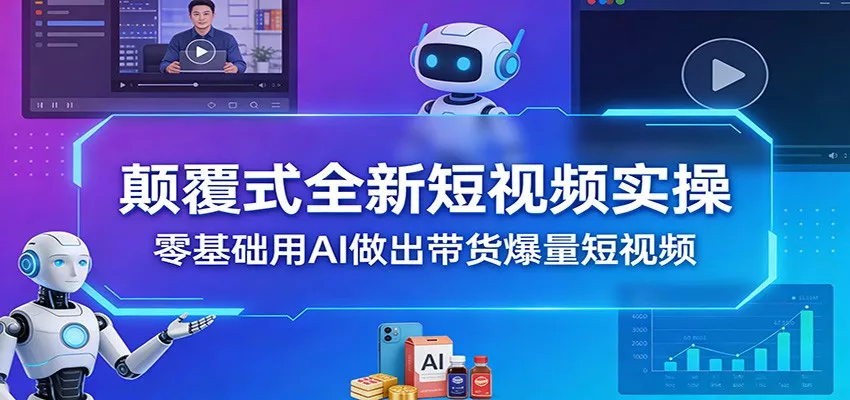 颠覆式全新短视频实操，零基础用AI做出带货爆量短视频 - 项目资源网