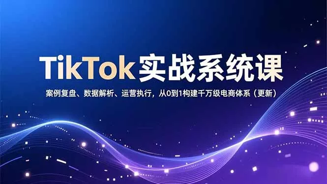 TikTok实战系统课，案例复盘、数据解析、运营执行，从0到1构建千万级电商体系(更新 - 项目资源网