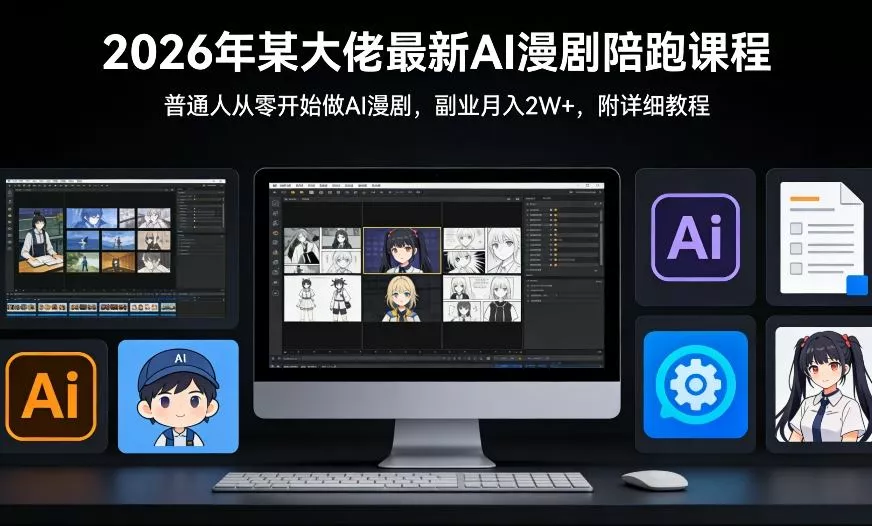 26年某大佬最新Ai漫剧陪跑课程，普通人从零开始做AI漫剧，副业月入2W+ - 项目资源网