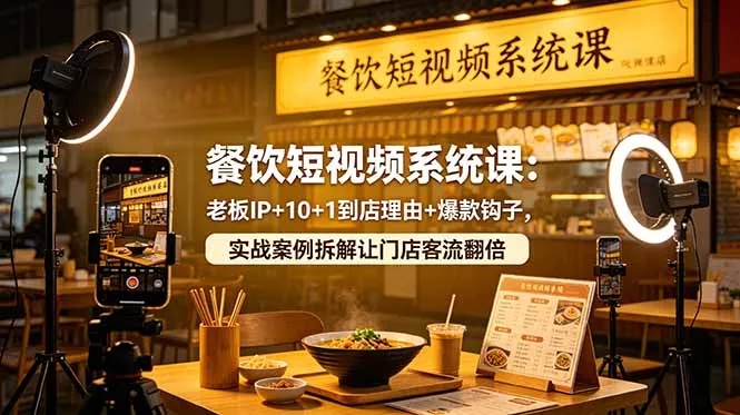 餐饮短视频系统课:老板IP+10+1到店理由+爆款钩子,实战案例拆解让门店客流翻倍 餐饮短视频系统课:老板IP+10+1到店理由+爆款钩子,实战案例拆解让门店客流翻倍