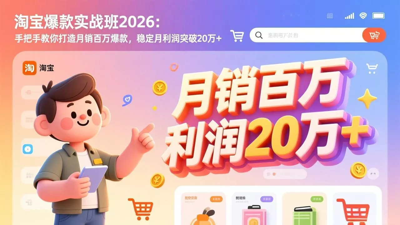 淘宝爆款实战班2026:手把手教你打造月销百万爆款,稳定月利润突破20万+ 淘宝爆款实战班2026:手把手教你打造月销百万爆款,稳定月利润突破20万+