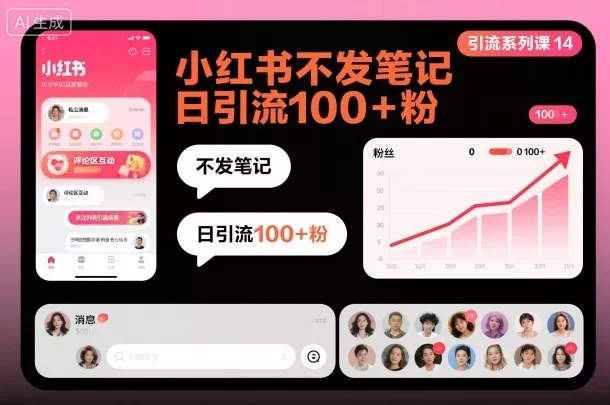 引流系列课14:小红书不发笔记日引流100+粉