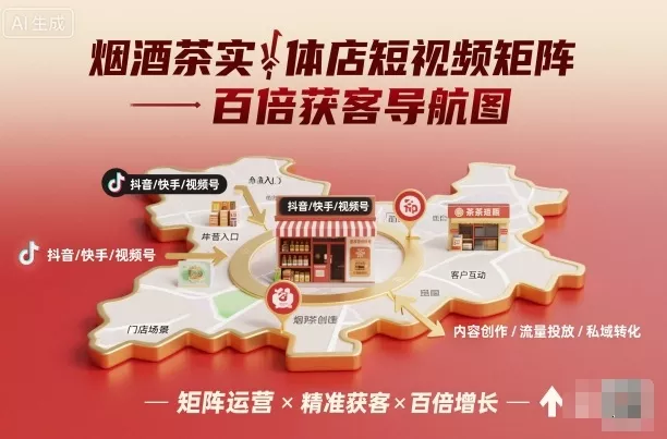 烟酒茶实体店短视频矩阵百倍获客导航图 - 项目资源网