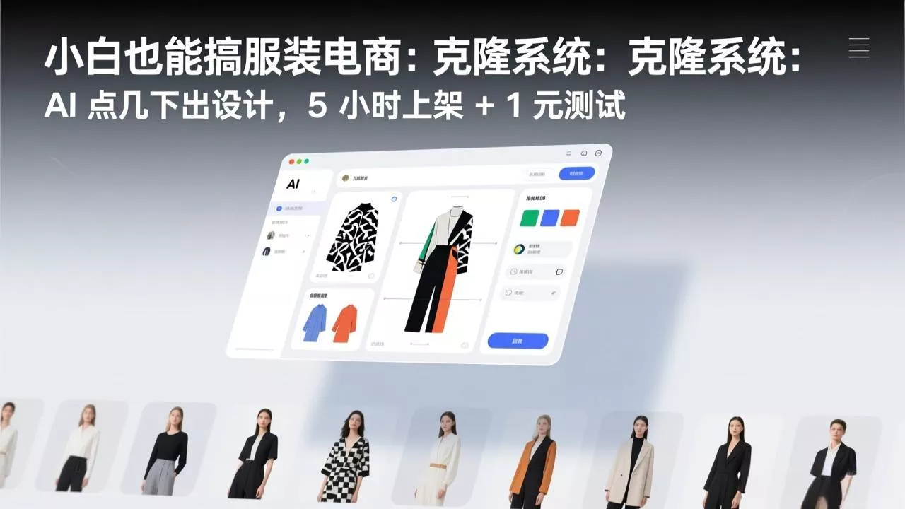 小白也能搞服装电商：克隆系统：AI 点几下出设计，5 小时上架 + 1 元测试 - 项目资源网