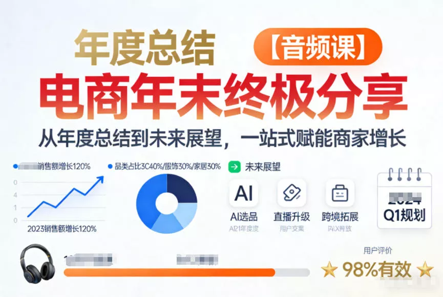 电商年未终极分享，从年度总结到未来展望，一站式赋能商家增长【音频课】 - 项目资源网