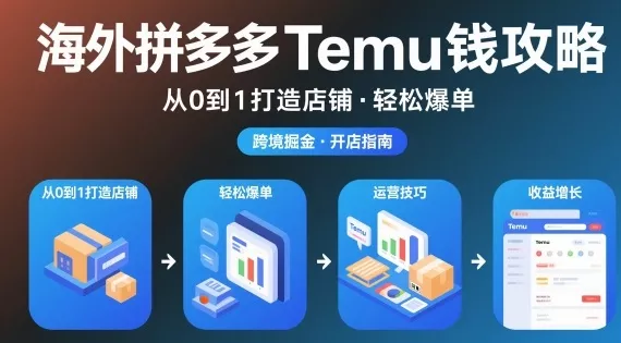海外拼多多temu钱攻略从0到1打造店铺，轻松爆单 - 项目资源网