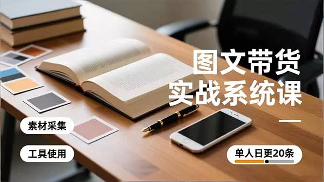 图文带货实战系统课，工具使用、素材采集、防同质化，单人日更20条月入3w+ - 项目资源网