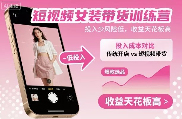 短视频女装带货训练营，投入少风险低，收益天花板高 - 项目资源网