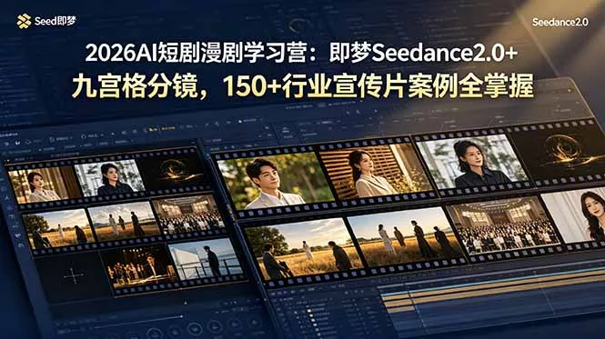 2026AI短剧漫剧学习营：即梦Seedance2.0+九宫格分镜，150+行业宣传片案例全掌握 - 项目资源网