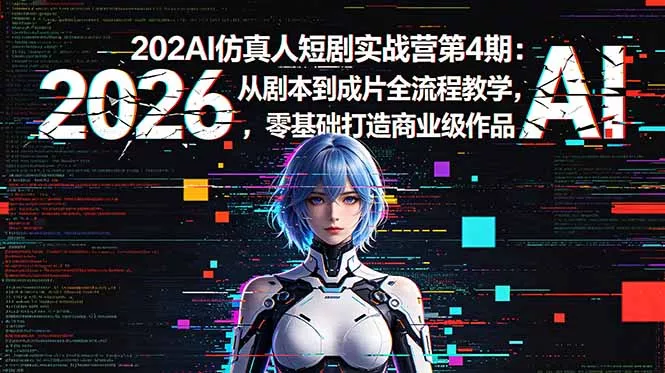 2026AI仿真人短剧实战营第4期：从剧本到成片全流程教学，零基础打造商业级作品 - 项目资源网