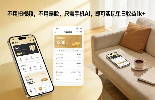 不用拍视频,不用露脸,只需手机AI,即可实现单日收益1k+【揭秘】 不用拍视频,不用露脸,只需手机AI,即可实现单日收益1k+【揭秘】