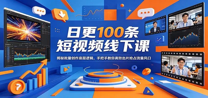 日更100条短视频线下课：揭秘批量创作底层逻辑，手把手教你高效出片抢占流量风口 - 项目资源网