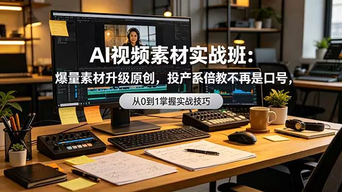AI视频素材实战班：爆量素材升级原创，投产翻倍不再是口号，0-1系统教学实战落地 - 项目资源网