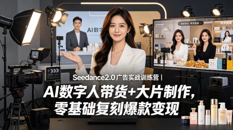 Seedance2.0广告实战训练营｜AI数字人带货+大片制作，零基础复刻爆款变现 - 项目资源网
