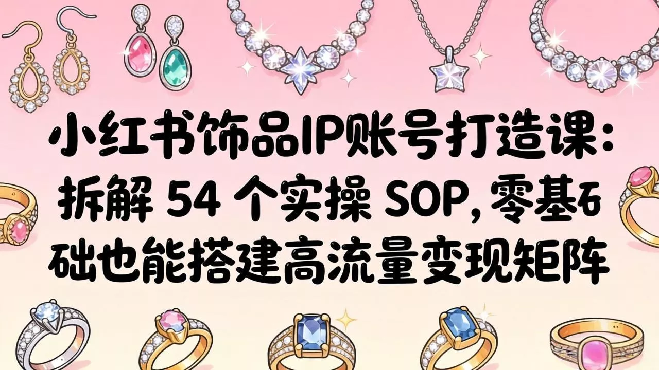 小红书饰品IP账号打造课：拆解 54 个实操 SOP，零基础也能搭建高流量变现矩阵 - 项目资源网