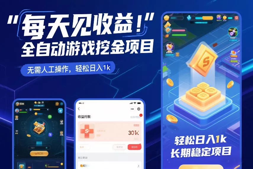 每天见收益,全自动游戏挖金项目,无需人工操作,轻松日入1k,长期稳定项目【揭秘】 每天见收益,全自动游戏挖金项目,无需人工操作,轻松日入1k,长期稳定项目【揭秘】
