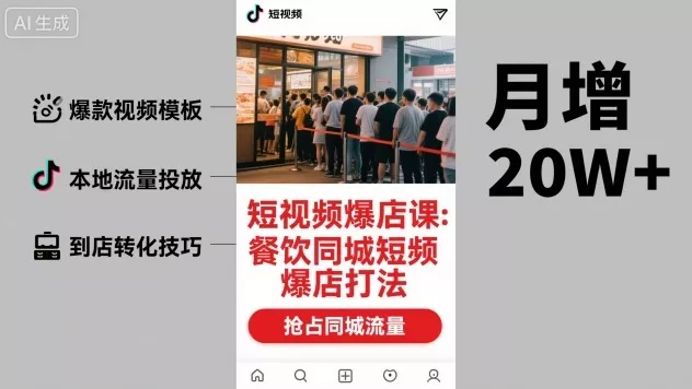 短视频爆店课，餐饮同城短视频爆店打法 - 项目资源网