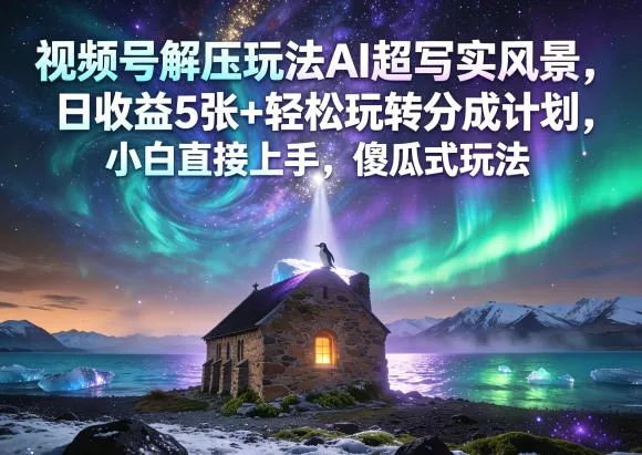 视频号解压玩法AI超写实风景，日收益5张+轻松玩转分成计划，小白直接上手，傻瓜式玩法 - 项目资源网
