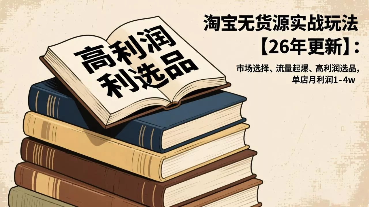 淘宝无货源实战玩法【26年更新】：市场选择、流量起爆、高利润选品，单店月利润1-4w - 项目资源网