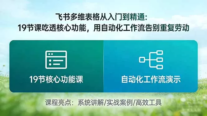 飞书多维表格从入门到精通：19节课吃透核心功能，用自动化工作流告别重复劳动 - 项目资源网