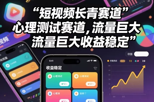 短视频长青赛道,心里测试赛道,流量巨大,收益稳定 短视频长青赛道,心里测试赛道,流量巨大,收益稳定