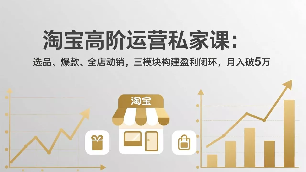 淘宝高阶运营私家课：选品、爆款、全店动销，三模块构建盈利闭环，月入破5万(更新26年2月 - 项目资源网