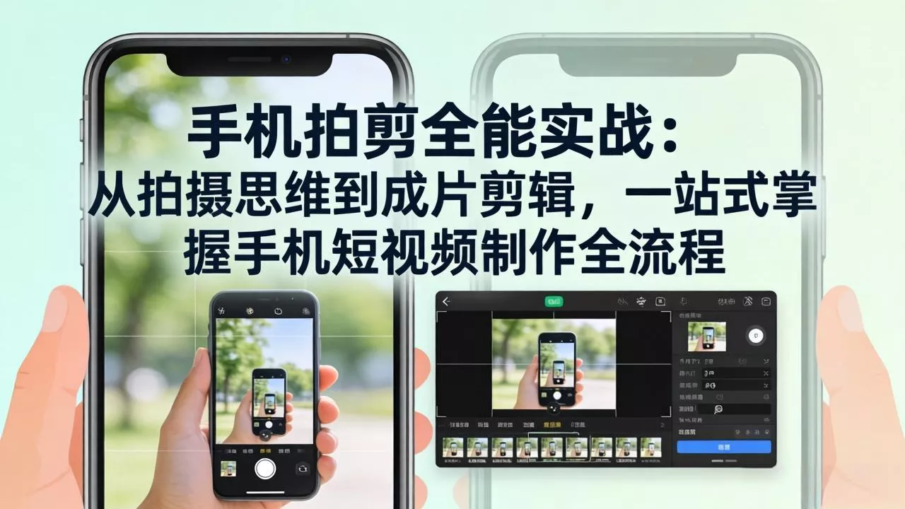 手机拍剪全能实战:从拍摄思维到成片剪辑,一站式掌握手机短视频制作全流程 手机拍剪全能实战:从拍摄思维到成片剪辑,一站式掌握手机短视频制作全流程