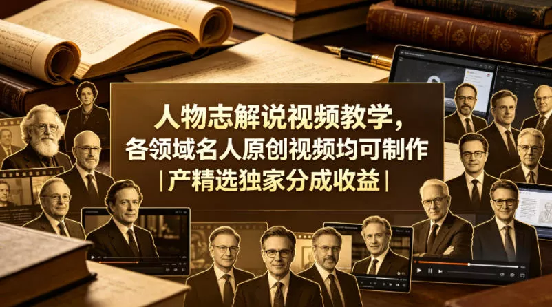 人物志解说视频教学，各领域名人原创视频均可制作丨精选独家分成收益(更新0430) - 项目资源网