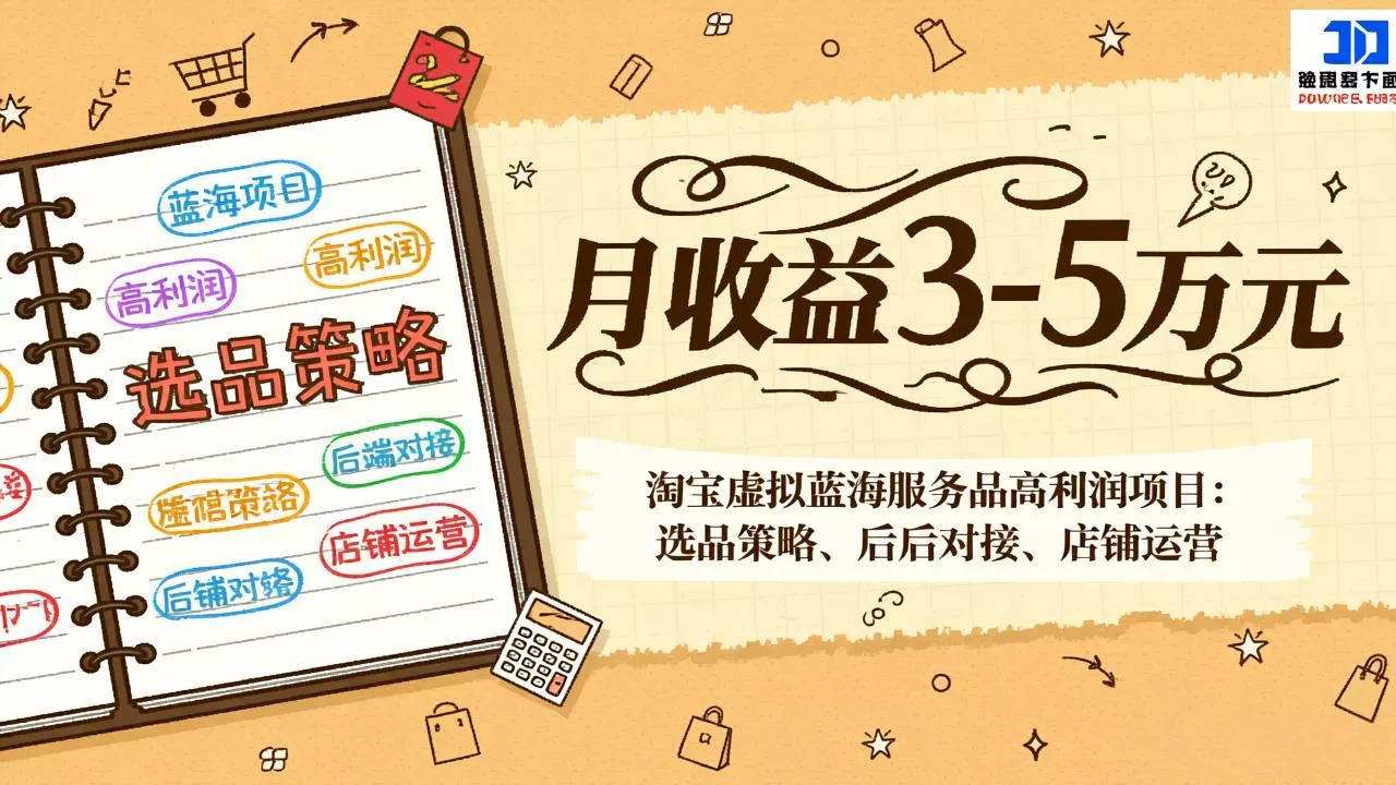 淘宝虚拟蓝海服务品高利润项目：选品策略、后端对接、店铺运营，月收益可达3-5万元 - 项目资源网