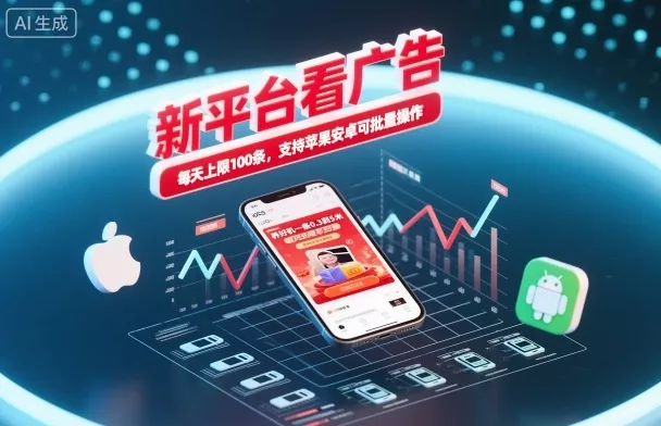 新平台看广告，养好机一条0.3到5米，每天上限100条，支持苹果安卓可批量操作 - 项目资源网
