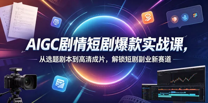 AIGC剧情短剧爆款实战课，从选题剧本到高清成片，解锁短剧副业新赛道 - 项目资源网