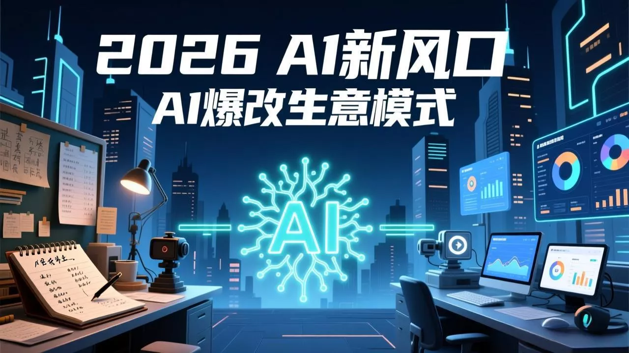 2026年AI创富新风口,用人工智能爆改你的生意模式,从短视频到直播全面降本增效抢占先机 2026年AI创富新风口,用人工智能爆改你的生意模式,从短视频到直播全面降本增效抢占先机