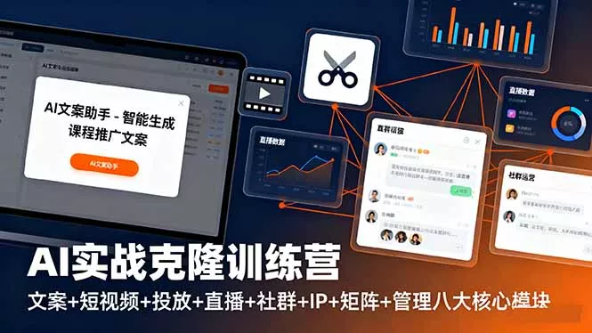 AI实战克隆训练营：文案+短视频+投放+直播+社群+IP+矩阵+管理八大核心模块 - 项目资源网