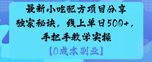 最新小吃配方项目分享独家秘诀，线上单日5张，手把手教学实操 - 项目资源网