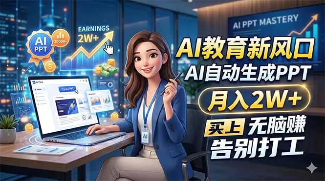 AI教育新风口，AI自动生成PPT，月入2W+，无脑赚，告别打工 - 项目资源网