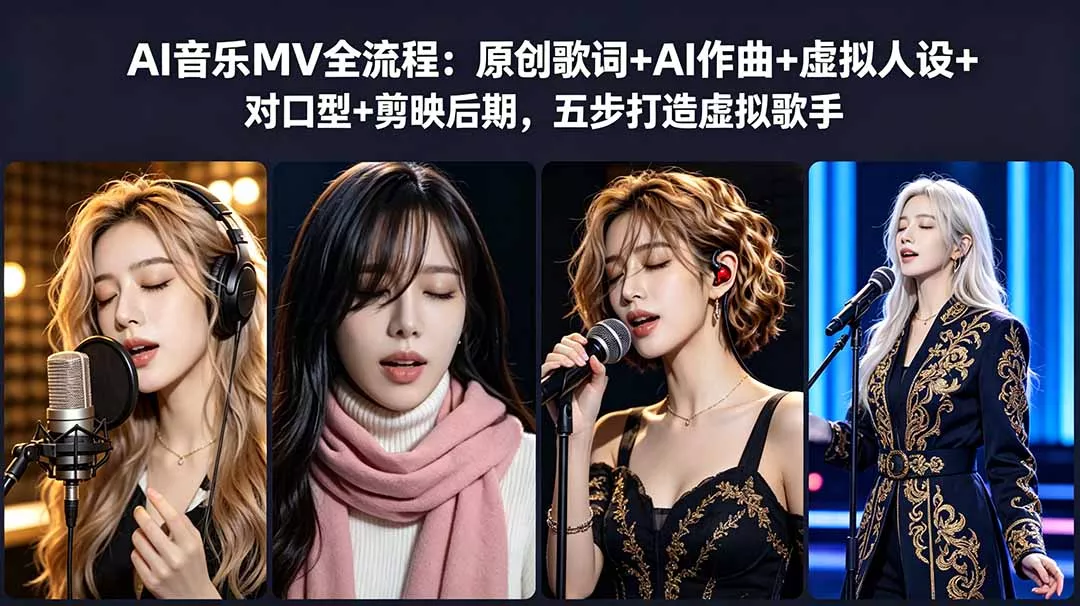 AI音乐MV全流程:原创歌词+AI作曲+虚拟人设+对口型+剪映后期,五步打造虚拟歌手 AI音乐MV全流程:原创歌词+AI作曲+虚拟人设+对口型+剪映后期,五步打造虚拟歌手