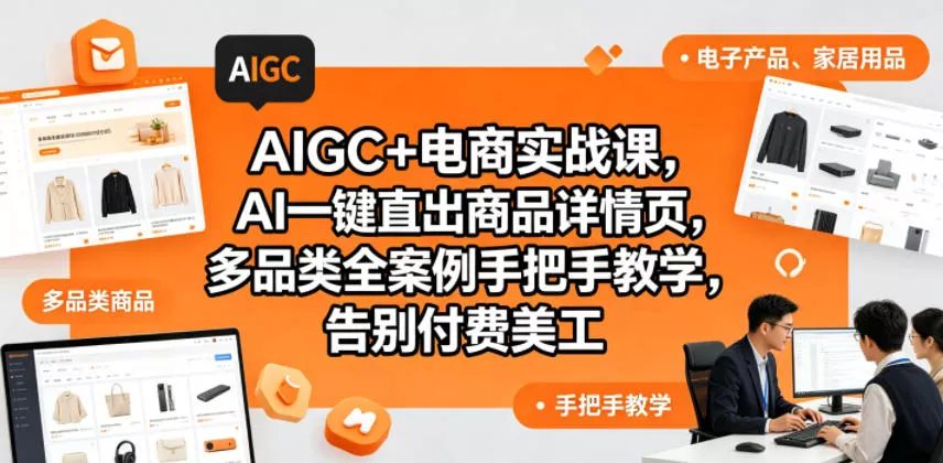 AIGC+电商实战课,AI一键直出商品详情页,多品类全案例手把手教学,告别付费美工(更新) AIGC+电商实战课,AI一键直出商品详情页,多品类全案例手把手教学,告别付费美工(更新)