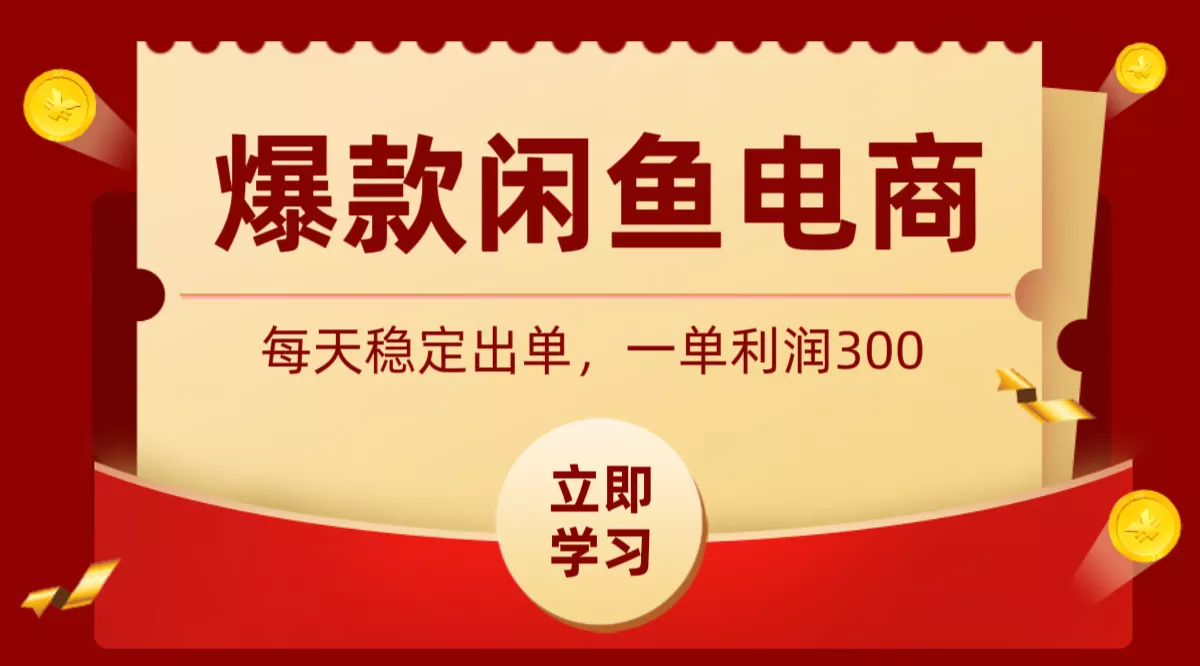 爆款闲鱼电商，卖法简单粗暴，长期稳定可做，一单利润300 - 项目资源网