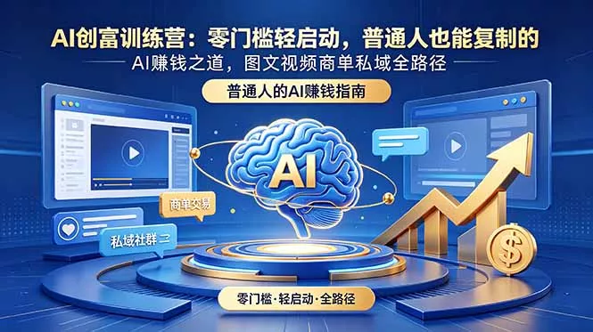 AI创富训练营：零门槛轻启动，普通人也能复制的AI赚钱之道，图文视频商单私域全路径 - 项目资源网