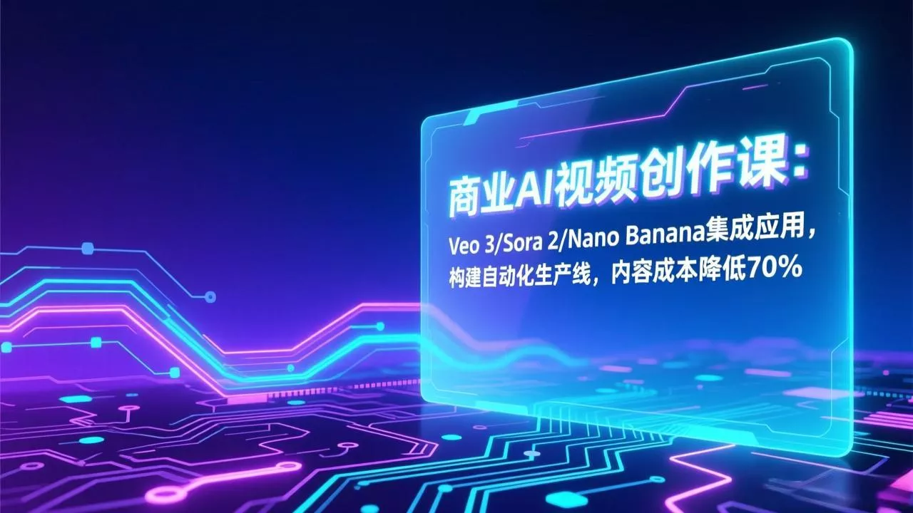 商业AI视频创作课：Veo 3/Sora 2/Nano Banana集成应用，构建自动化生产线，内容成本降低70% - 项目资源网