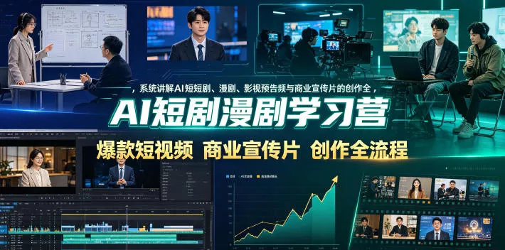 AI短剧漫剧学习营，系统讲解AI短剧、漫剧、影视预告片、爆款短视频与商业宣传片的创作全流程 - 项目资源网