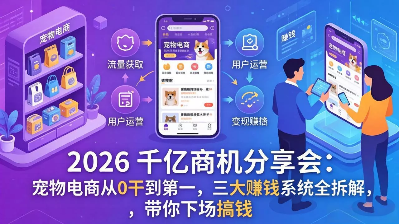 2026 千亿商机分享会：宠物电商从0干到第一，三大赚钱系统全拆解，带你下场搞钱 - 项目资源网