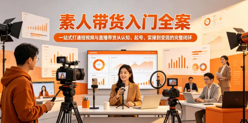 素人带货入门全案，一站式打通短视频与直播带货从认知、起号、实操到变现的完整闭环 - 项目资源网