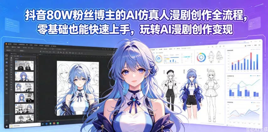 抖音80W粉丝博主的AI仿真人漫剧创作全流程，零基础也能快速上手，玩转AI漫剧创作变现 - 项目资源网