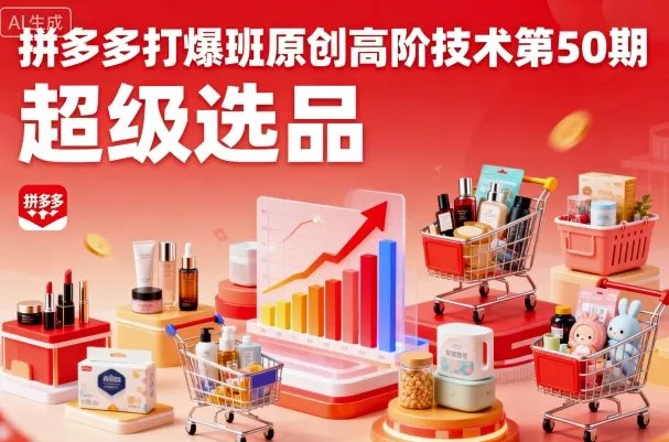 拼多多打爆班原创高阶技术第50期，超级选品 - 项目资源网