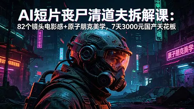 AI短片《丧尸清道夫》拆解课：82个镜头电影感+原子朋克美学，7天3000元国产天花板 - 项目资源网