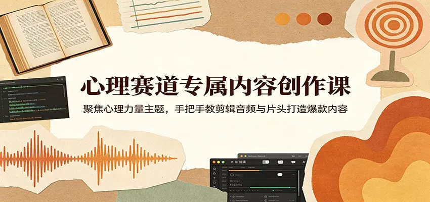 心理赛道专属内容创作课：聚焦心理力量主题，手把手教剪辑音频与片头打造爆款内容 - 项目资源网